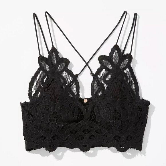 Free People Adella Black Lace Bralette Size Small - Picture 2 of 7